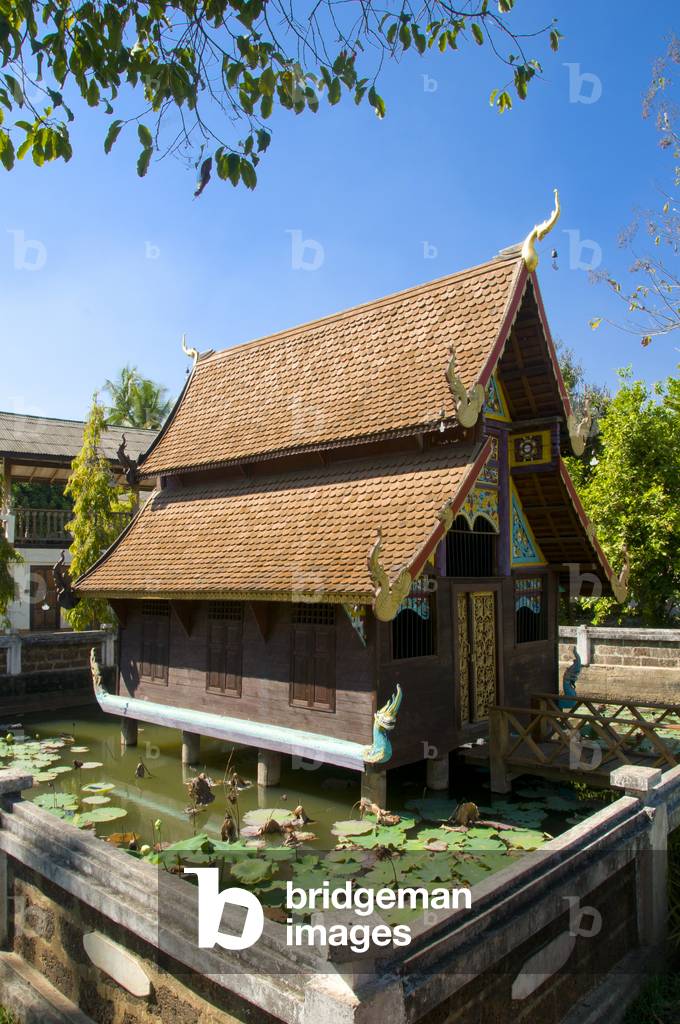 Thailand: Bot nam or ordination hall above water, Wat Puttha En, Mae Chaem, Chiang Mai Province
