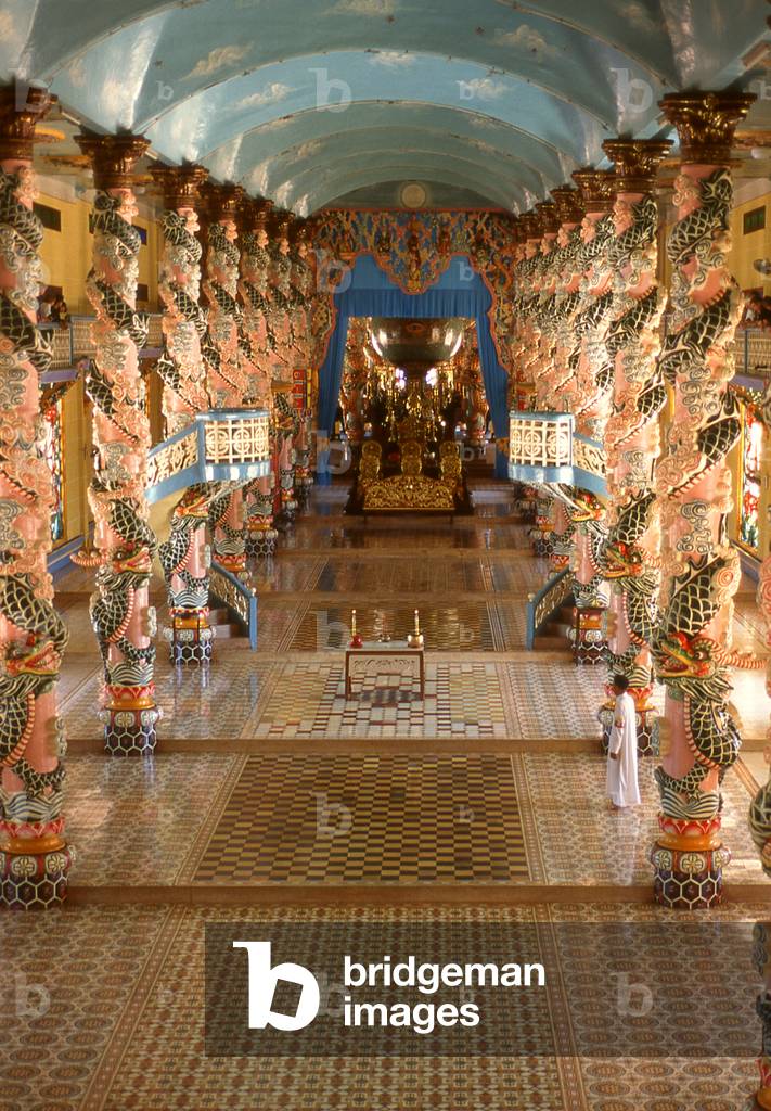Vietnam: Inside the main temple at the Cao Dai Temple, Cao Dai Holy See, Tay Ninh Province (1998)