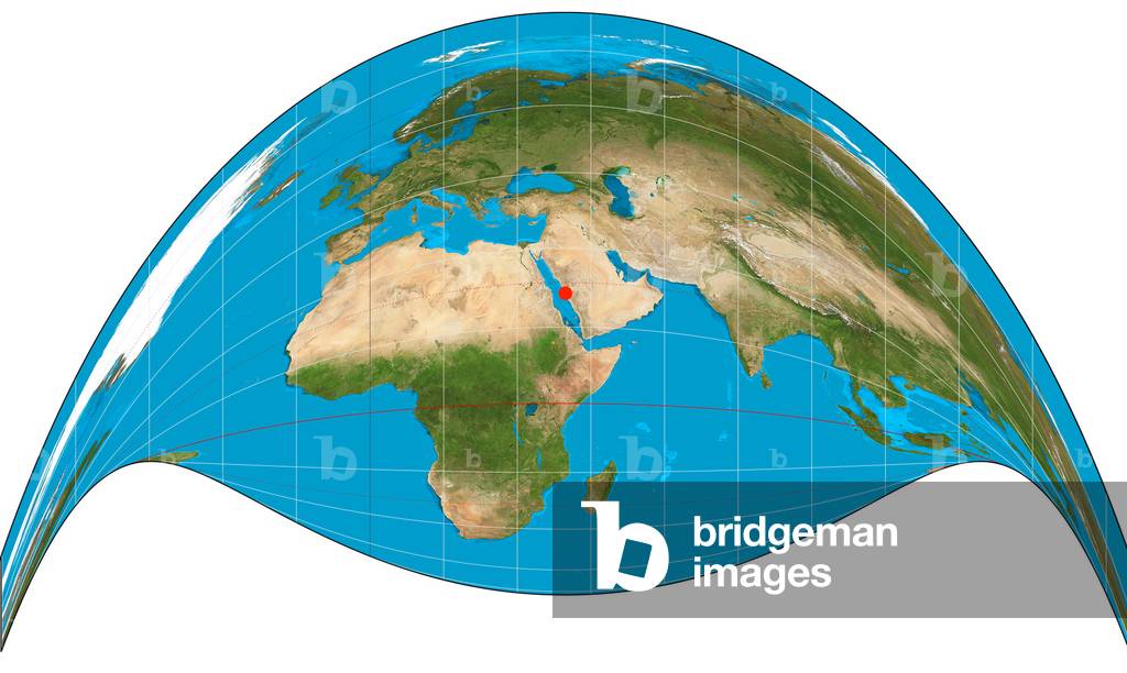 Scotland - UK: The Craig Retroazimuthal Projection or 'Mecca Projection' created by James Ireland Craig, 1909