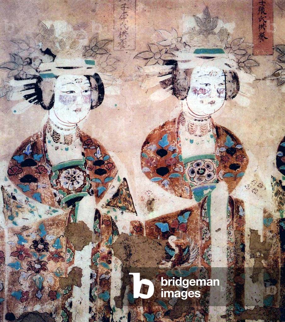 China: Two female donors, fresco, cave 98, Mogao Caves, Dunhuang, Gansu Province, c. 9th century CE