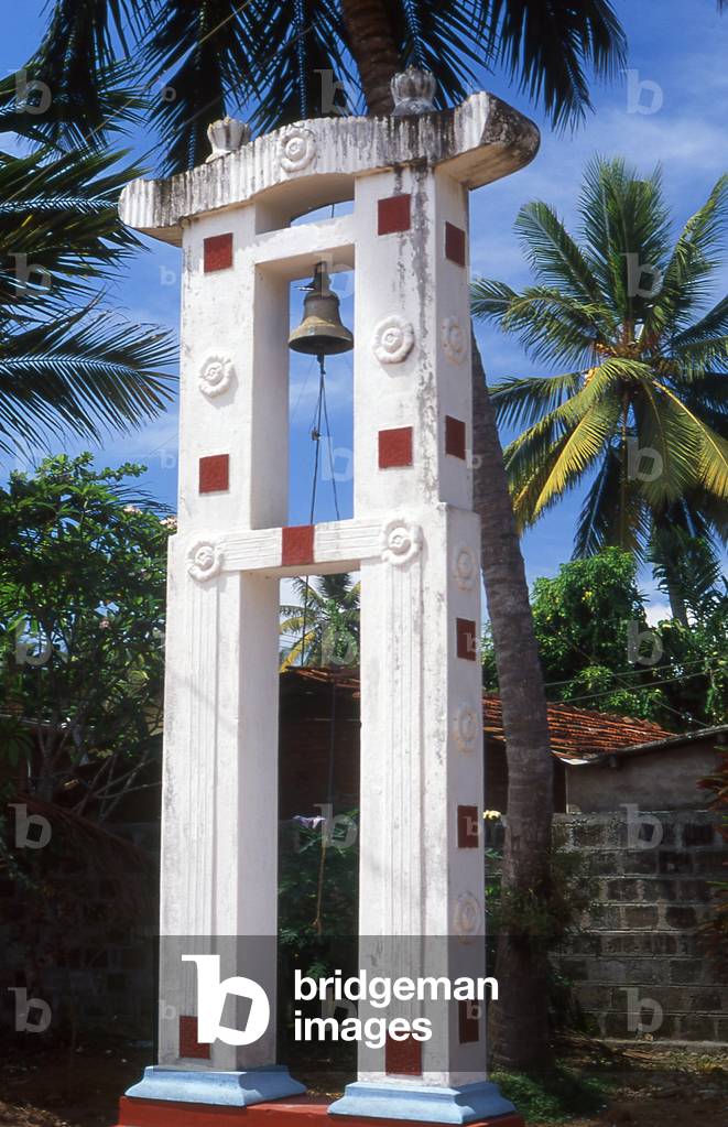 Sri Lanka: Bell tower next to the Gangatilaka Vihara (temple), Kalutara