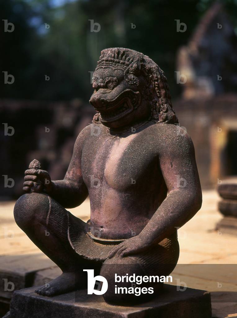 Cambodia: Temple guardian, Banteay Srei (Citadel of the Women), near Angkor