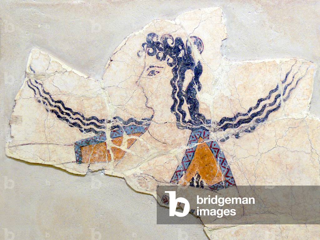 Greece: Fresco fragment of a dancing girl of Knossos, Crete, c. 1600-1450 BCE