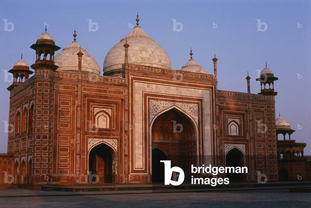 India: The Jawab (assembly hall) to the east of the Taj Mahal at sunset, Agra, Uttar Pradesh