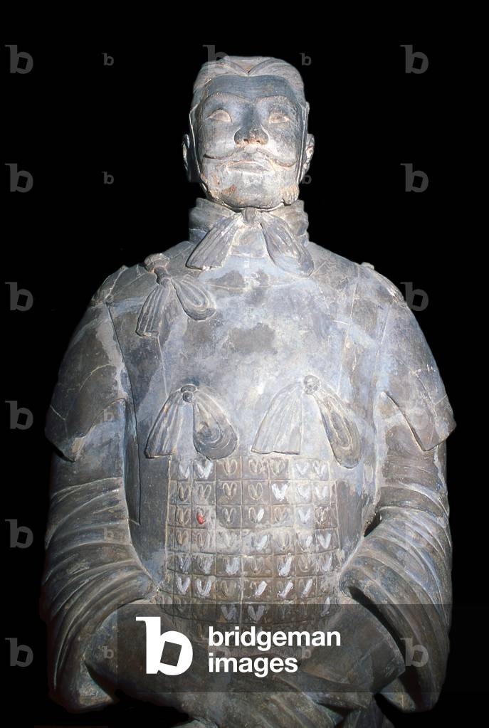 China: China: A warrior from the terracotta army guarding the tomb of Qin Shi Huang, first emperor of a unified China (r. 246-221 BCE), Xi'an