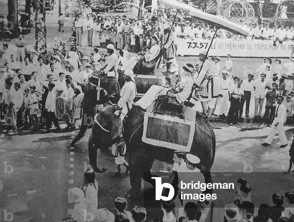 Vietnam: The Trung Sisters (Hai Ba Trung) Parade in Saigon, 26 April, 1957.