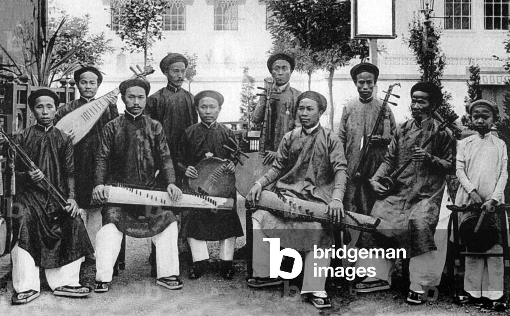 Vietnam: Musicians in a traditional Saigonese orchestra, Saigon (Ho Chi Minh City), (early 20th century)