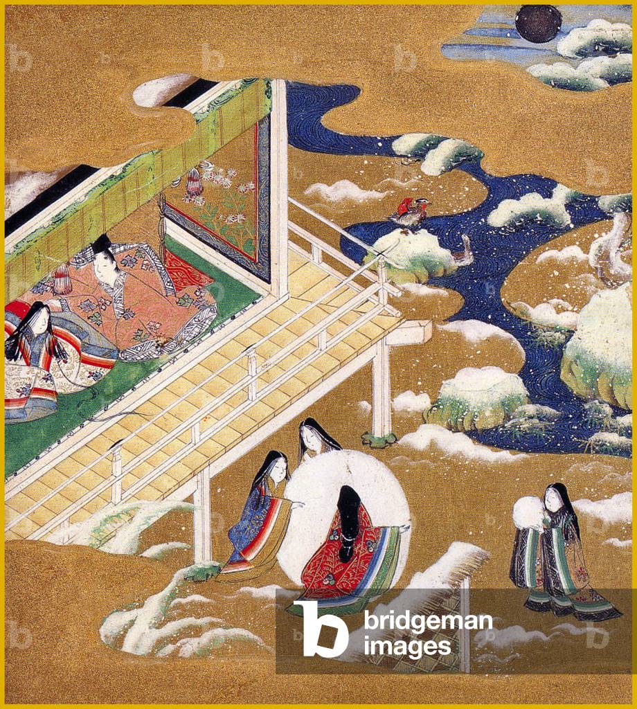 Japan: Illustration from the Genji Monogatari ('Tale of Genji'), credited to Tosa Mitsuoki (1617-1691).