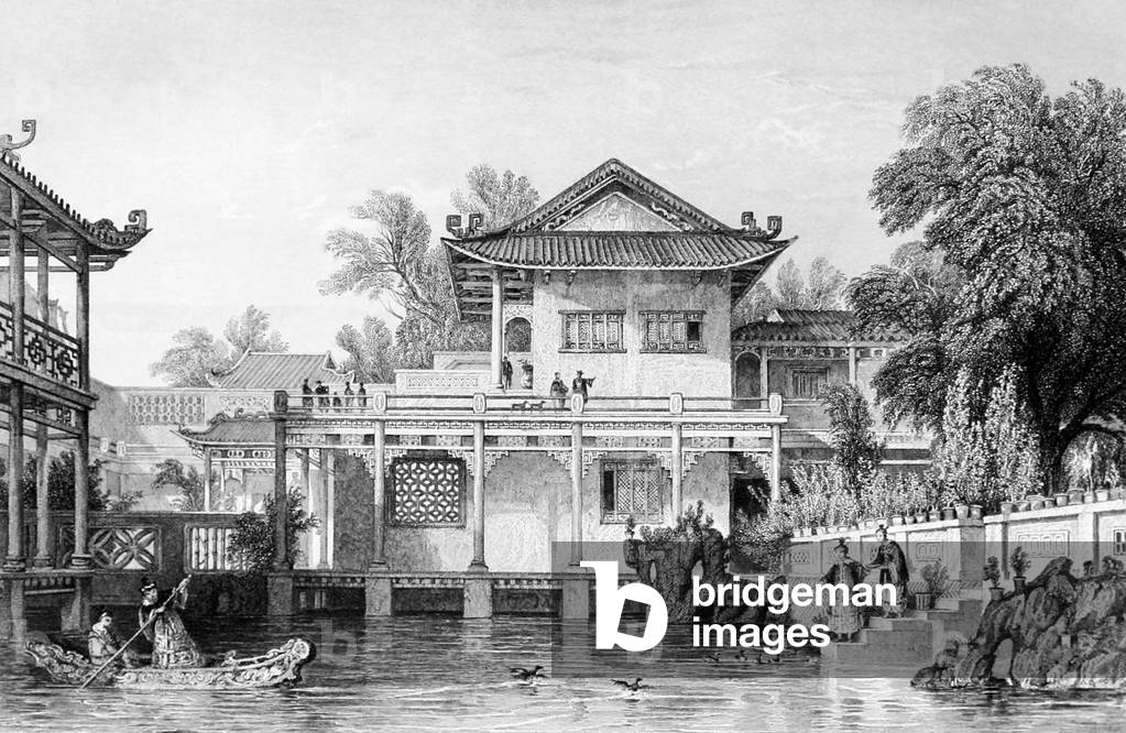 China: 'Fountain Court in Conseequa's House', by Thomas Allom, c. 1845