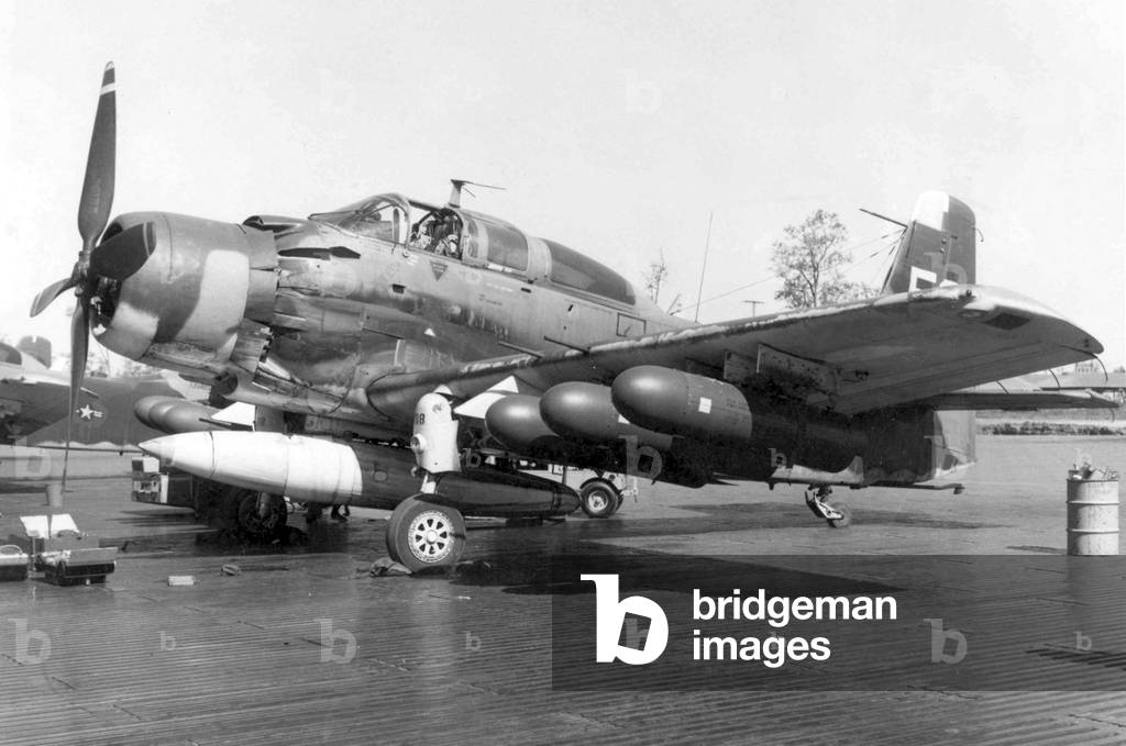 Vietnam: A USAF Douglas A-1E  Skyraider at Nha Trang Air Base, c.1966
