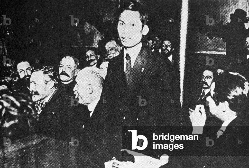 Ho Chi Minh at French Socialist Party Congress, 1920 (b/w photo)