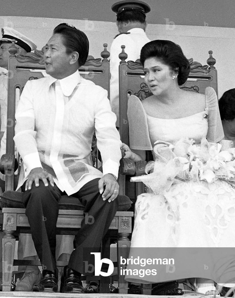 Philippines: President Ferdinand Marcos and First Lady Imelda Marcos at Clark Air Force Base, 14 March 1979