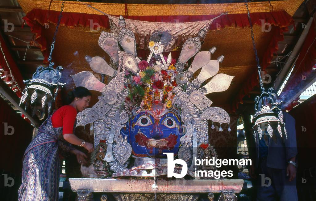 Nepal: Akash Bhairav mask, Akash Bhairav Temple, Kathmandu (1996)