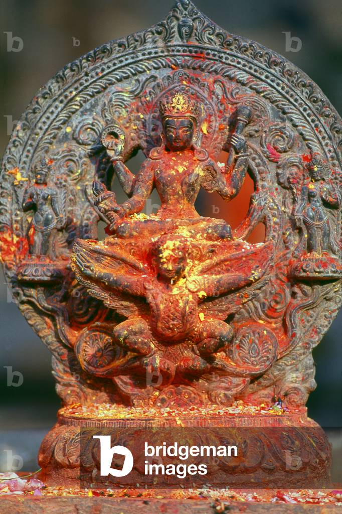 Nepal: Lord Vishnu on his mount Garuda at the Kumbeshwar Temple, Patan, Kathmandu Valley (1996)