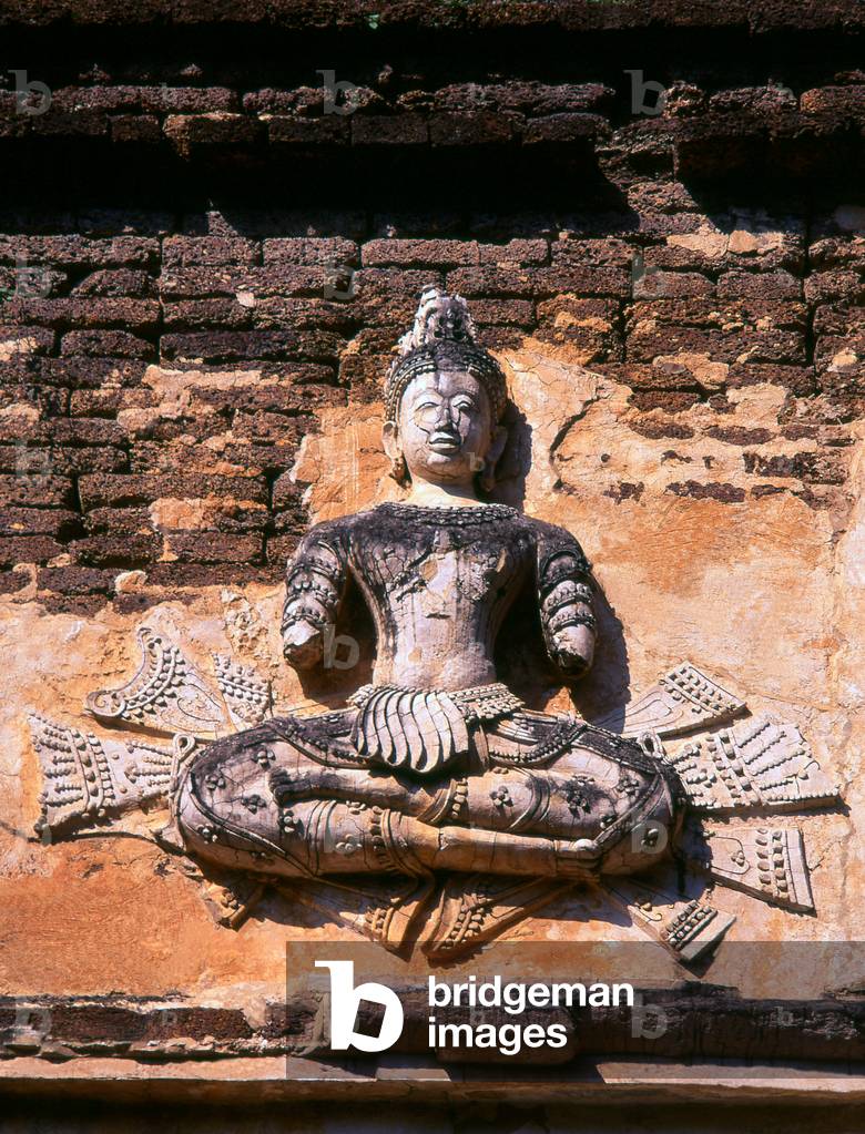 Thailand: A stucco thewada (angel) at 15th century Wat Chet Yot (Jet Yod), Chiang Mai