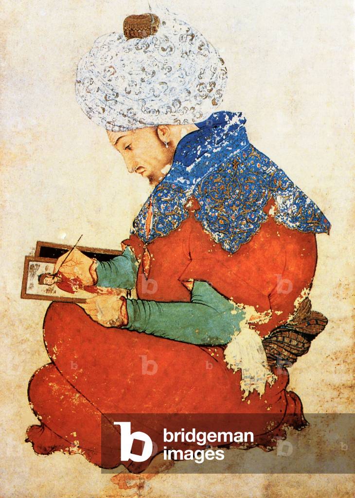 Iran/ Kuwait: 'Portrait of a Persian painter', a painting from Moghal India dated 1600 to 1625 CE. Artist unknown.