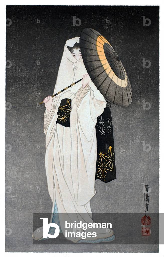 Japan: 'Heron Girl', Taniguchi Kokyo, c. 1910