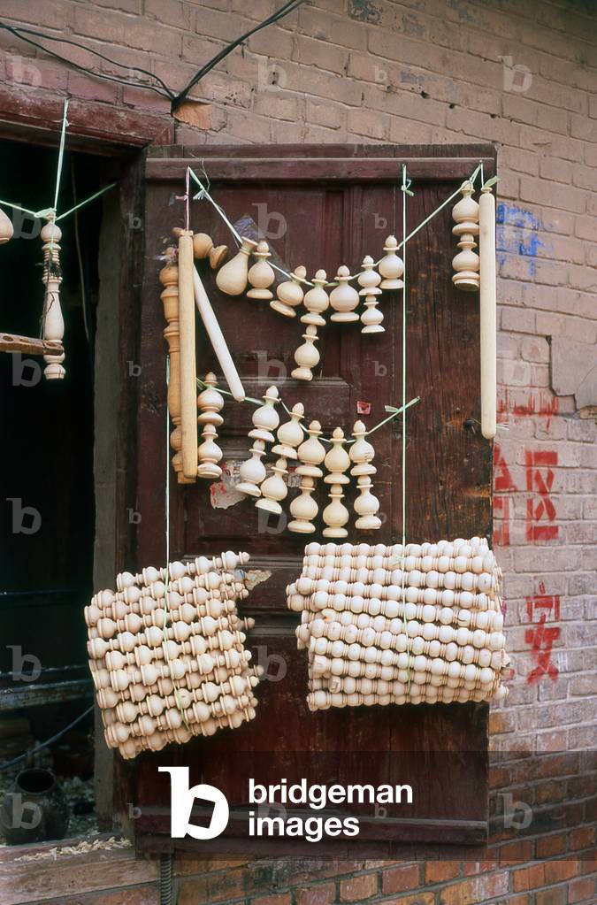 China: Turned wood used for various items of furniture, Old Kashgar, Xinjiang Province