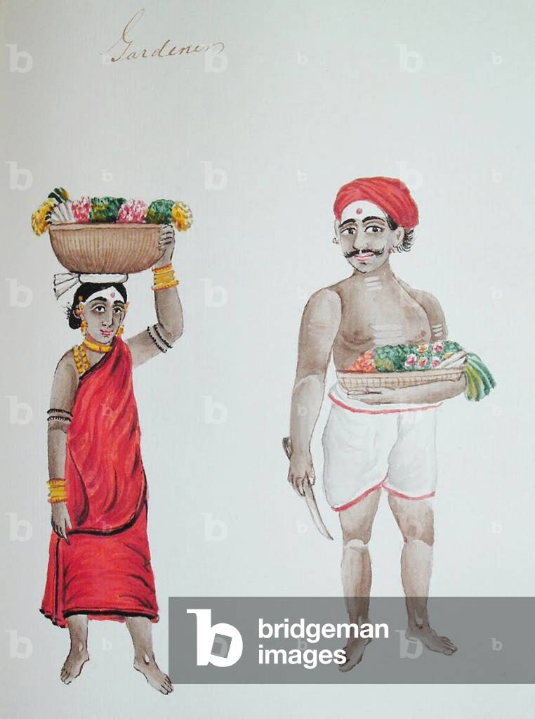India: Two gardeners - watercolour from South India (19th century).