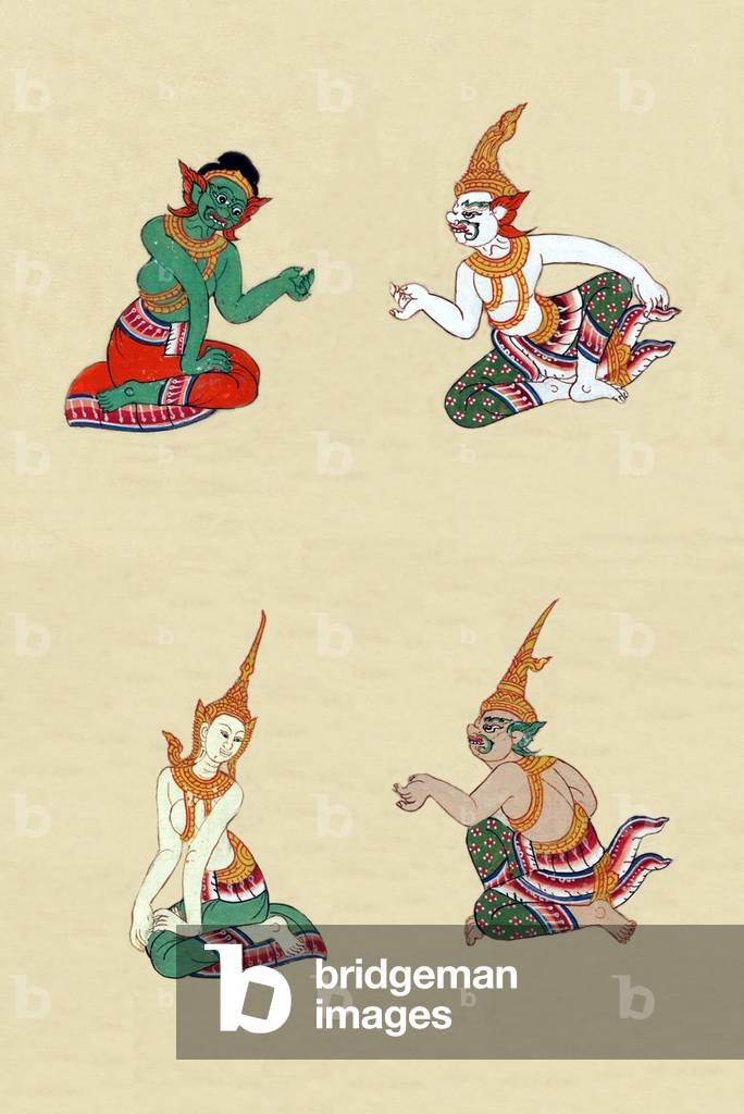 Thailand: Page from an illustrated manuscript of a 'prommachat' or divination manual, late 18th to mid-19th century