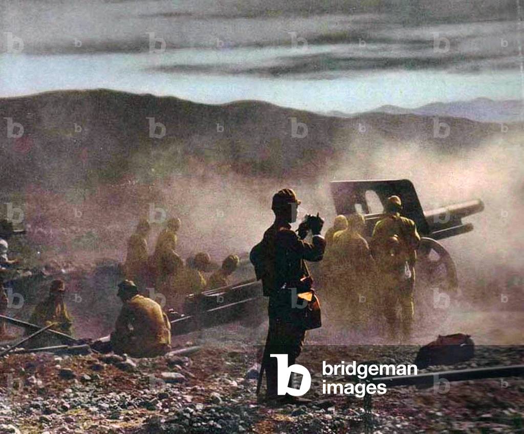 China: Second Sino-Japanese War (1937-1945). Japanese artillery in north China, 1938.