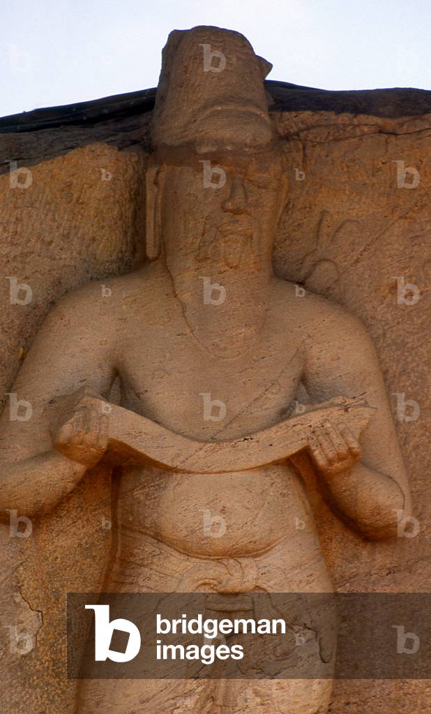 Sri Lanka: Statue generally held to be that of of  King Parakramabahu I (r. 1153-1186), Polonnaruwa, 12tth century CE