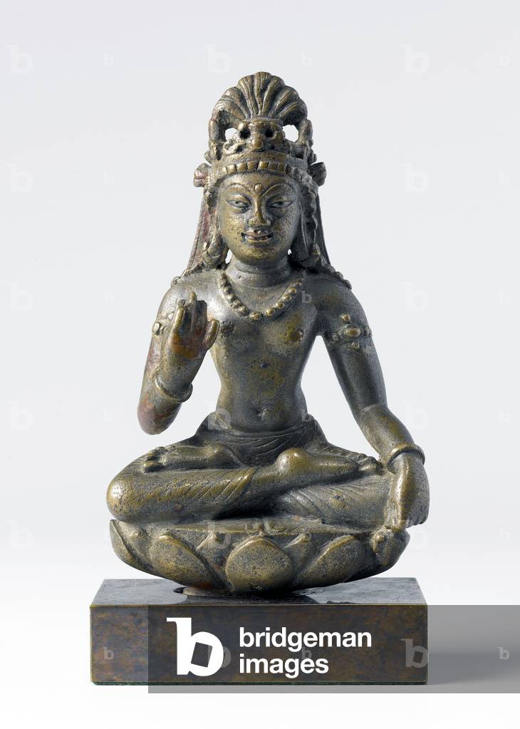 India: The Bodhisattva Maitreya, bronze and silver, Kashmir, c. 800 CE