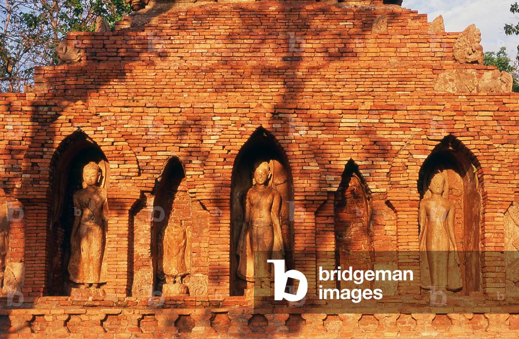 Thailand: 14th century chedi, Wat Pa Sak, Chiang Saen, Chiang Rai Province, Northern Thailand