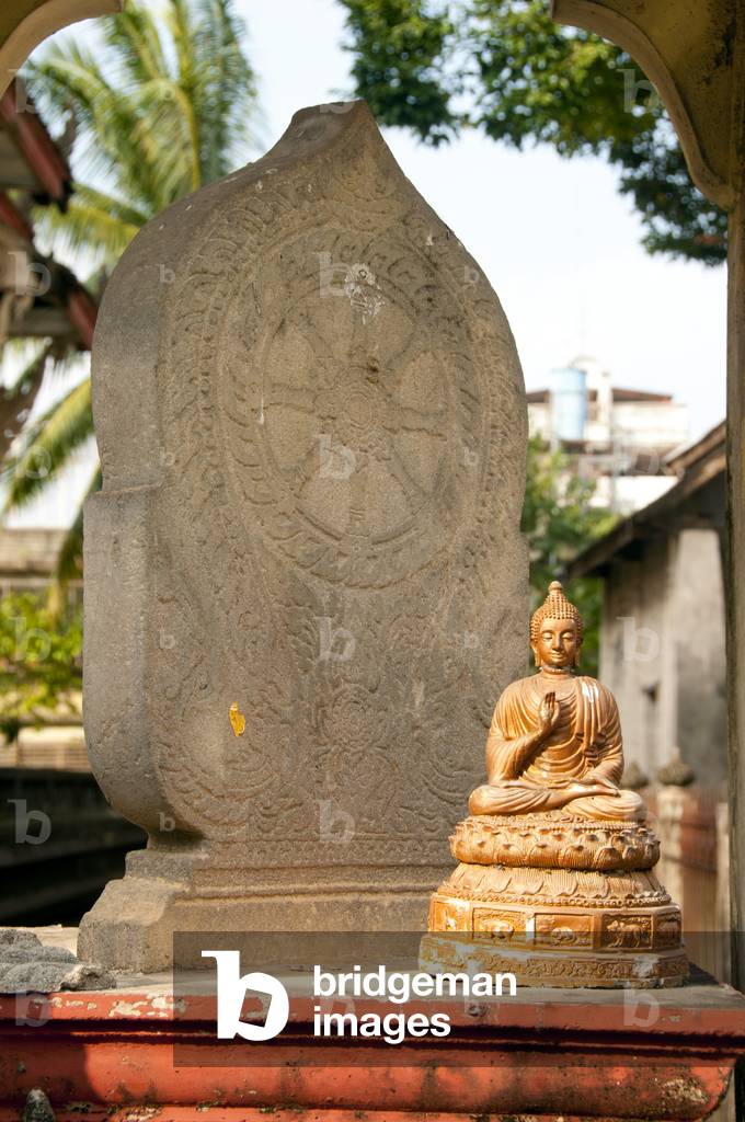 Thailand: Sema stone outside temple's ubosot, Wat Sao Thong, Nakhon Sri Thammarat