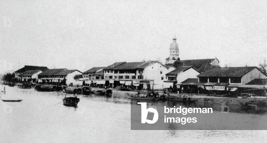 Vietnam: An 1890 photograph of My Tho in French Cochinchina.