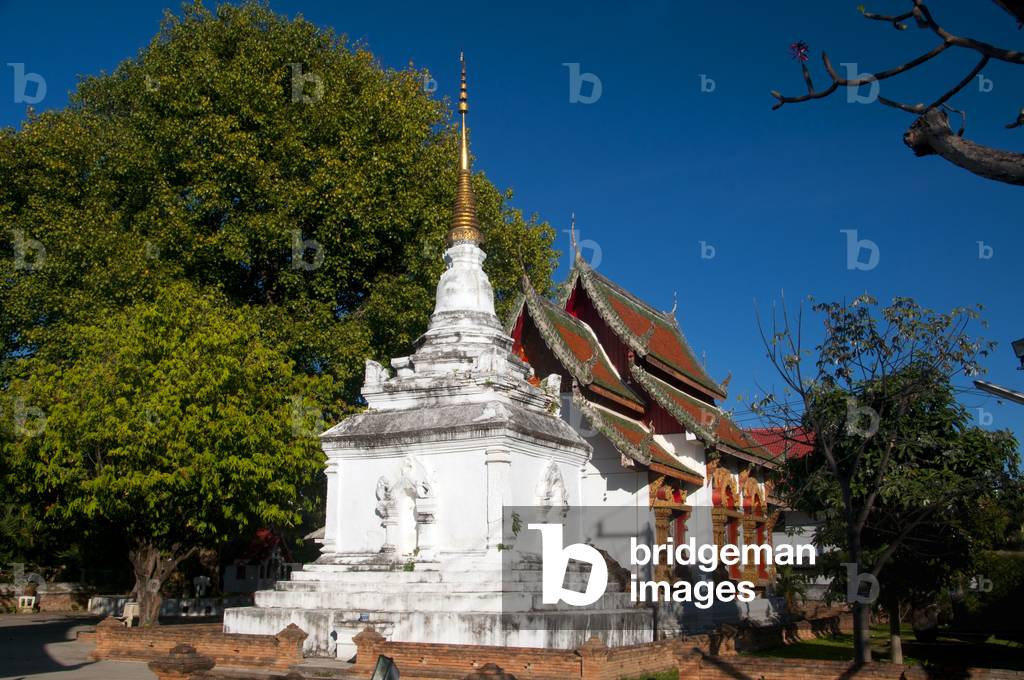 Thailand: Chedi and ubosot (ordination hall), Wat Prasat, Chiang Mai
