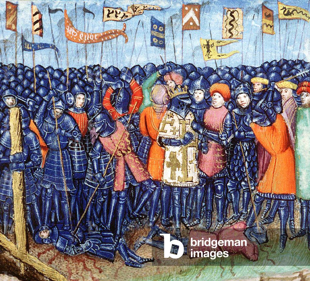 Syria / Palestine / Israel: Saladin victorious at the Battle of Hattin, 1187.'L'Estoire d'Eracles'  (French translation of Guillaume de Tyr,'Historia Rerum in Partibus Transmarinis Gestarum'), mid-13th century