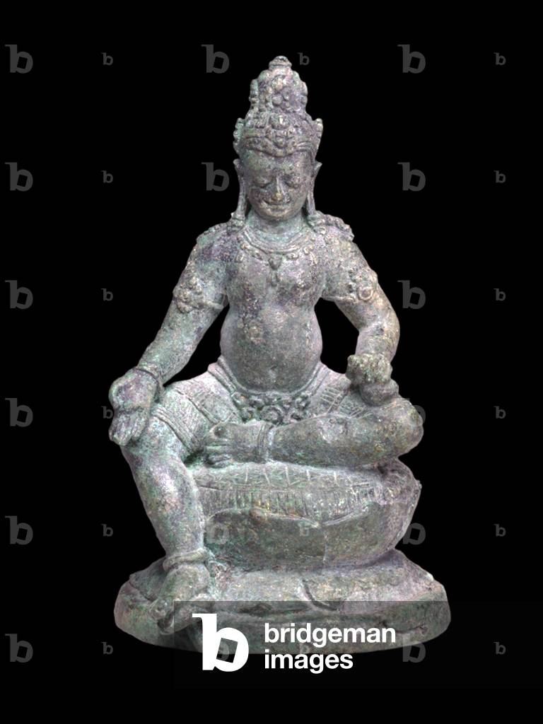 Indonesia: Bronze image of seated Jambhala or Kubera, 8-9th century (sculpture)