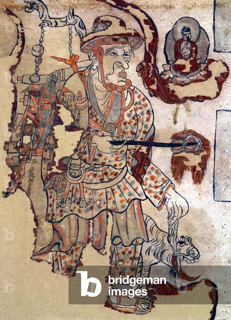 China: A traveller on the antique Silk Road, widely supposed to represent the itinerant monk Xuanzang. Dunhuang, 9th century.