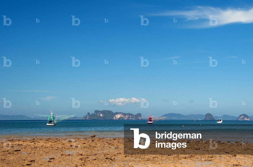 Thailand: Fishing boats in the bay, Hat Khlong Muang, Krabi Coast