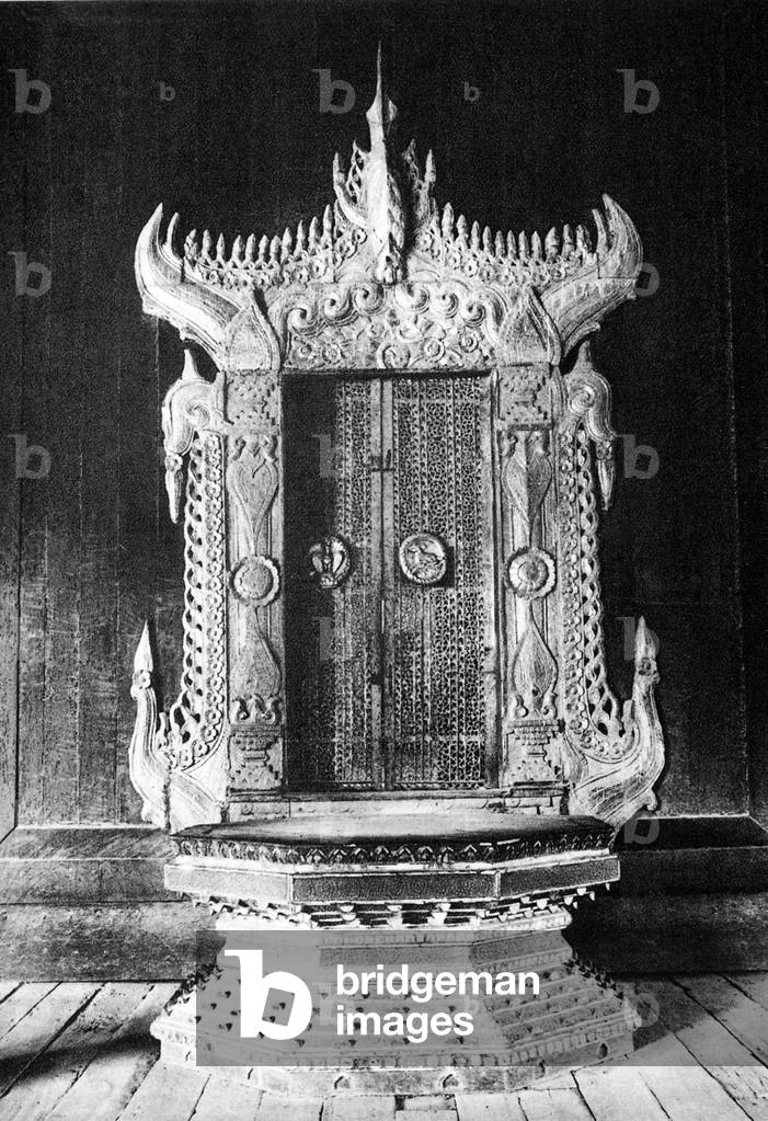 Burma/ Myanmar: The Hamsa (Goose) Throne within Mandalay Palace, c.1920s.