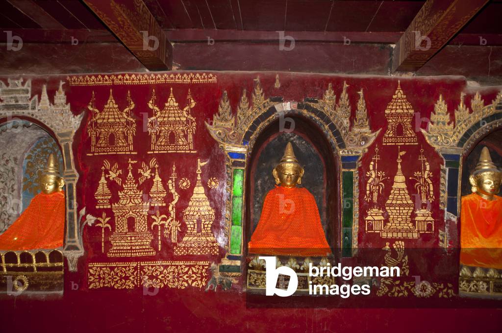 Burma / Myanmar: Recessed Buddha figures at 19th century Wat Par Lyeng, Kyaing Tong (Kengtung), Shan State. Photographed 2015
