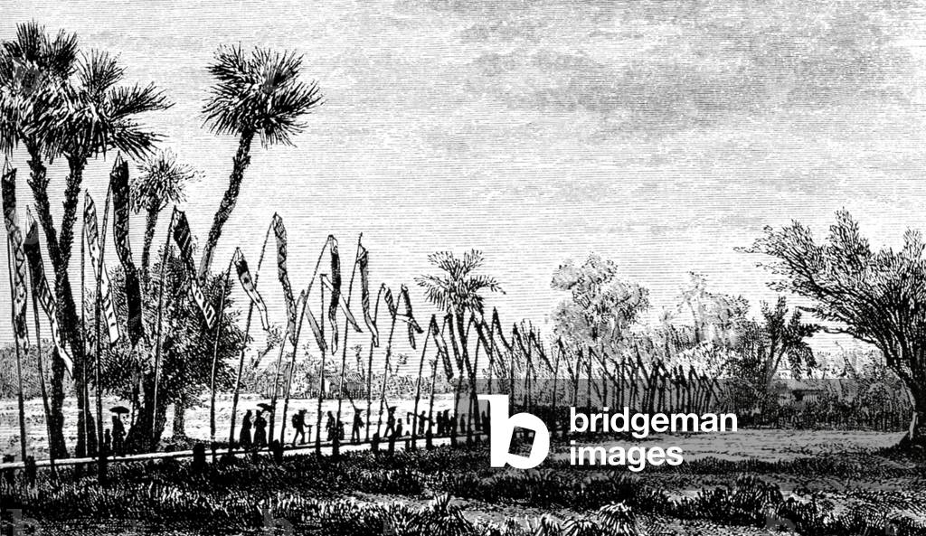 Thailand: Villagers make their way to a festival in Nong Khai, northern Thailand, in 1867.
