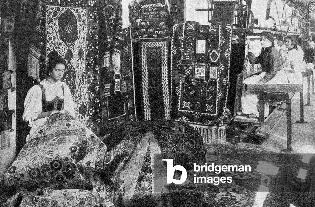 Bosnia / Turkey: Women carpet weavers, Sarajevo, Ottoman Bosnia c. 1905