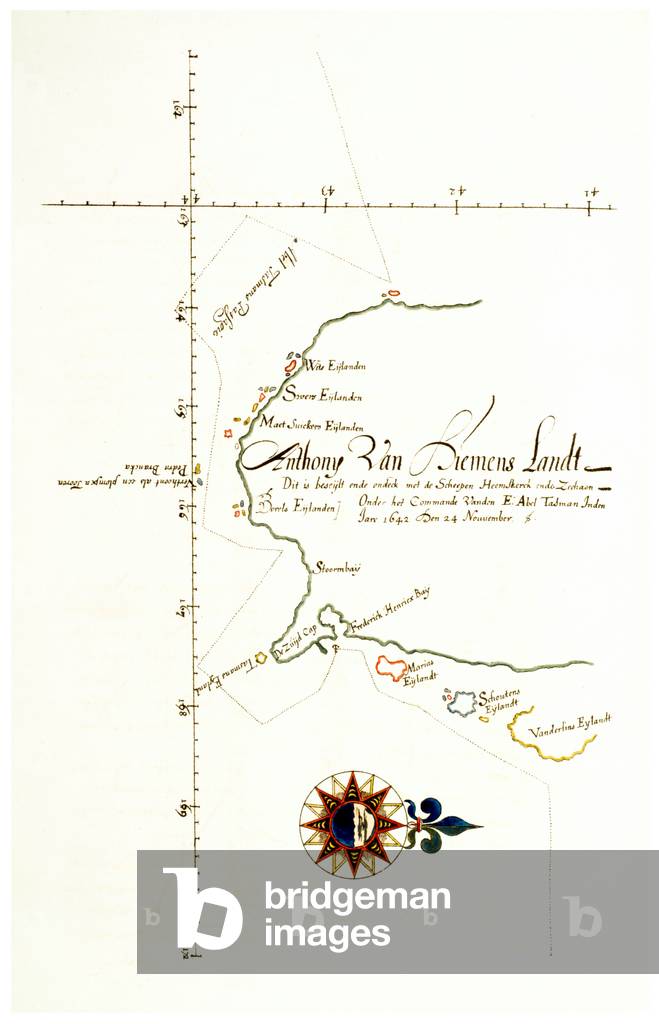 Australia: 'Anthony Van Diemens Landt' (Tasmania), from Abel Janszoon Tasman's Journal, Amsterdam, 1898