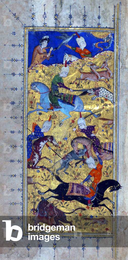 Iran / Persia: A hunting scene. Miniature from a Divan of Hafez Shirazi, Safavid, 16th century