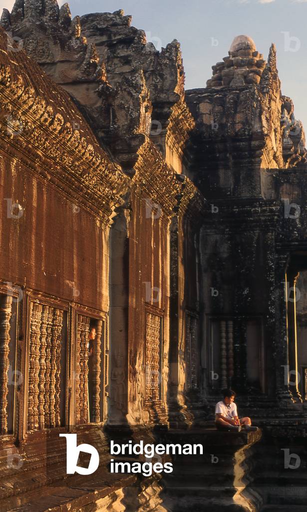 Cambodia: Watching the sunset over Angkor Wat from the upper level of the central sanctuary
