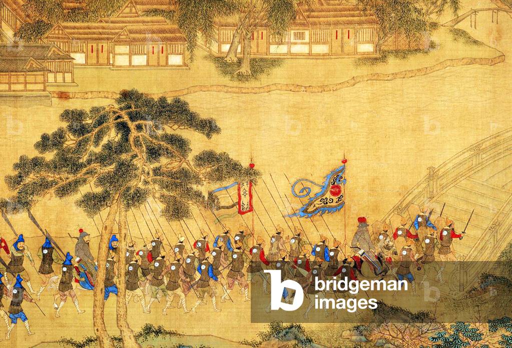 Detail of a Battle between 'Wokou' Pirates and Ming Dynasty Forces, from ‘Ming Qiu Shizhou Taiwan Zoukai Tu’ (ink & colour on paper)