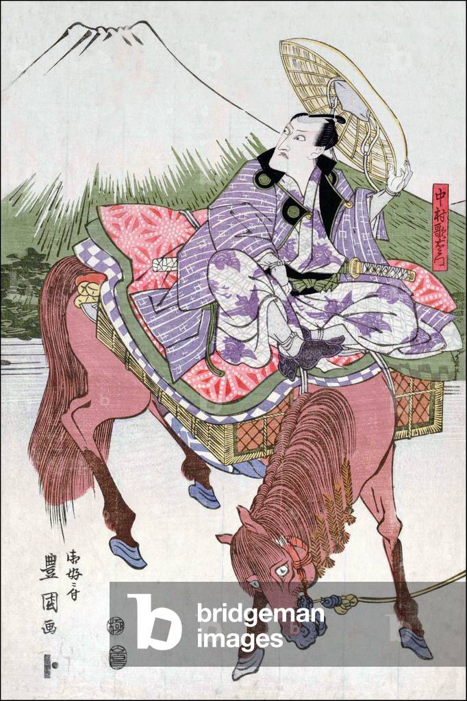 Japan: Return from a Festival; Nakamura Utaemon on horseback (1810) by Utagawa Toyokuni (1769-1825)