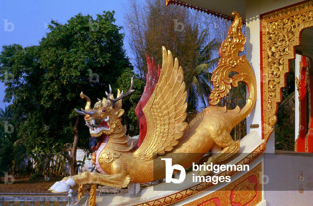 Thailand: A Nawa Rupa (literally nine bodies) Burmese mythical creature in a temple in Mae Sariang, Mae Hong Son Province