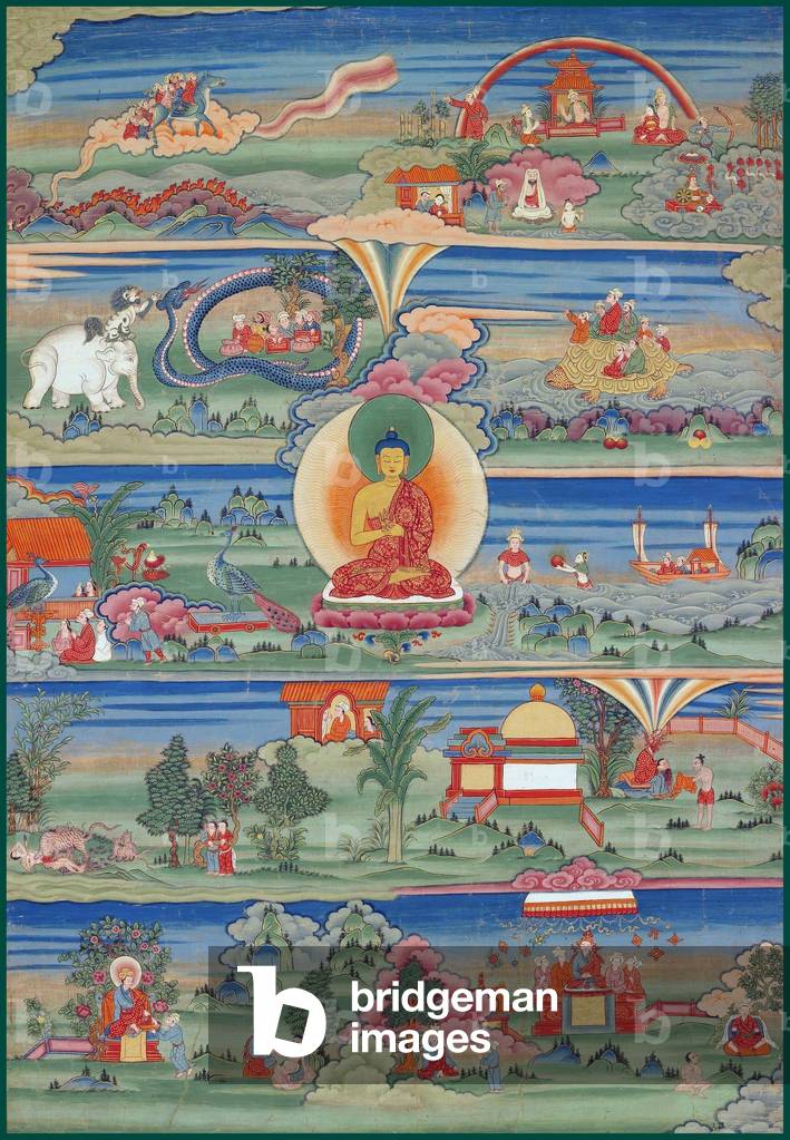 Bhutan: Painted jataka Thangka (18th-19th Century, Phajoding Gonpa, Thimphu).