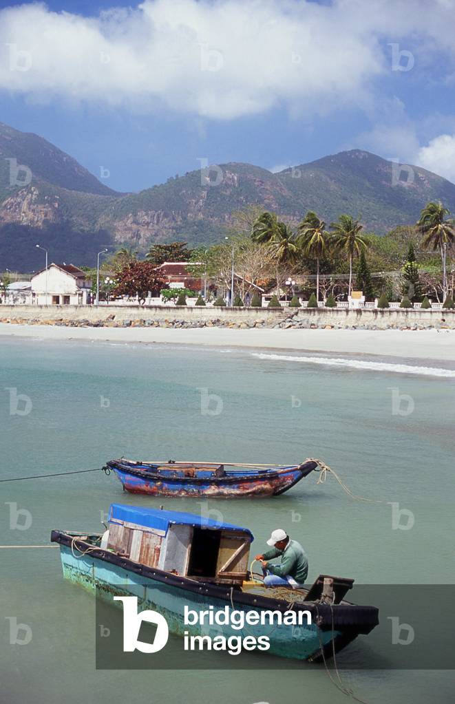 Vietnam: Fisherman and boat, Con Son Island, Con Dao National Park, Con Dao Archipelago