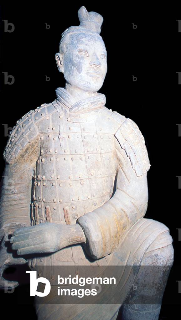 China: China: A warrior from the terracotta army guarding the tomb of Qin Shi Huang, first emperor of a unified China (r. 246-221 BCE), Xi'an