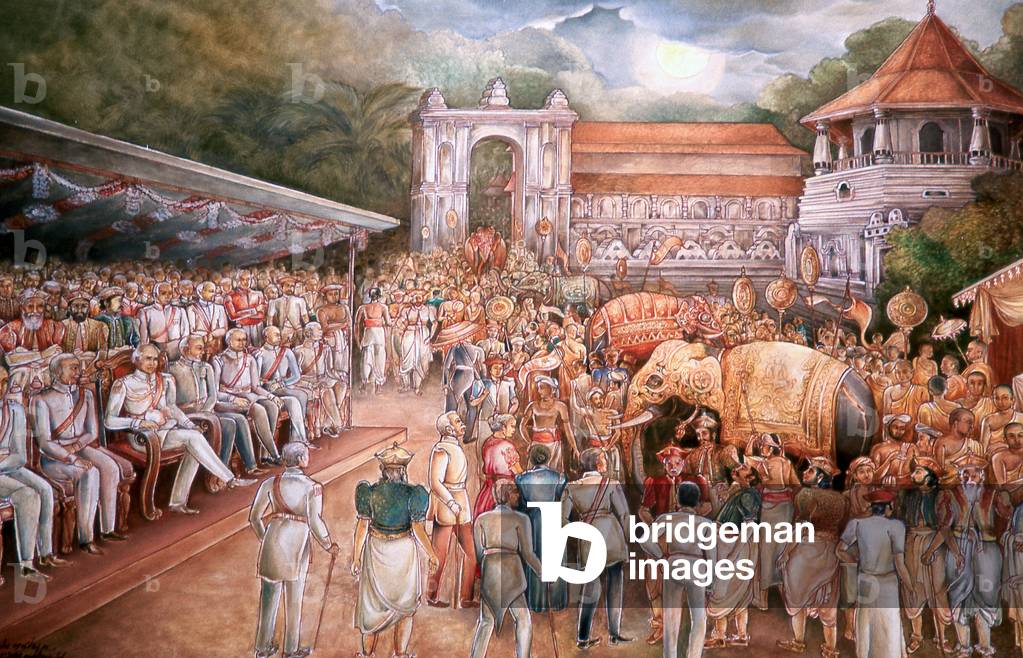 Sri Lanka: Return of the Tooth, depicted in a mural in the Temple of the Tooth, Kandy