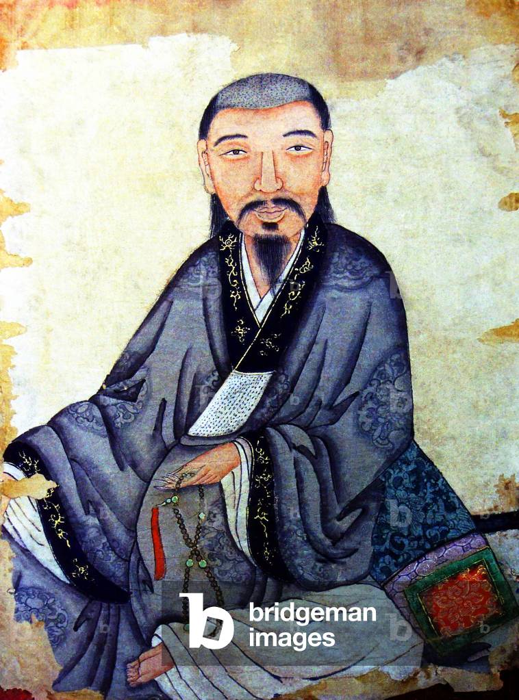 Vietnam: Portrait of Lord Nguyen Phuc Thuan (1754-1777). He is dressed in a cross-collared robe (<i>ao giao linh' ) which was commonly worn by Vietnamese aristocrats in the 16th-18th centuries. Hue, mid-18th century